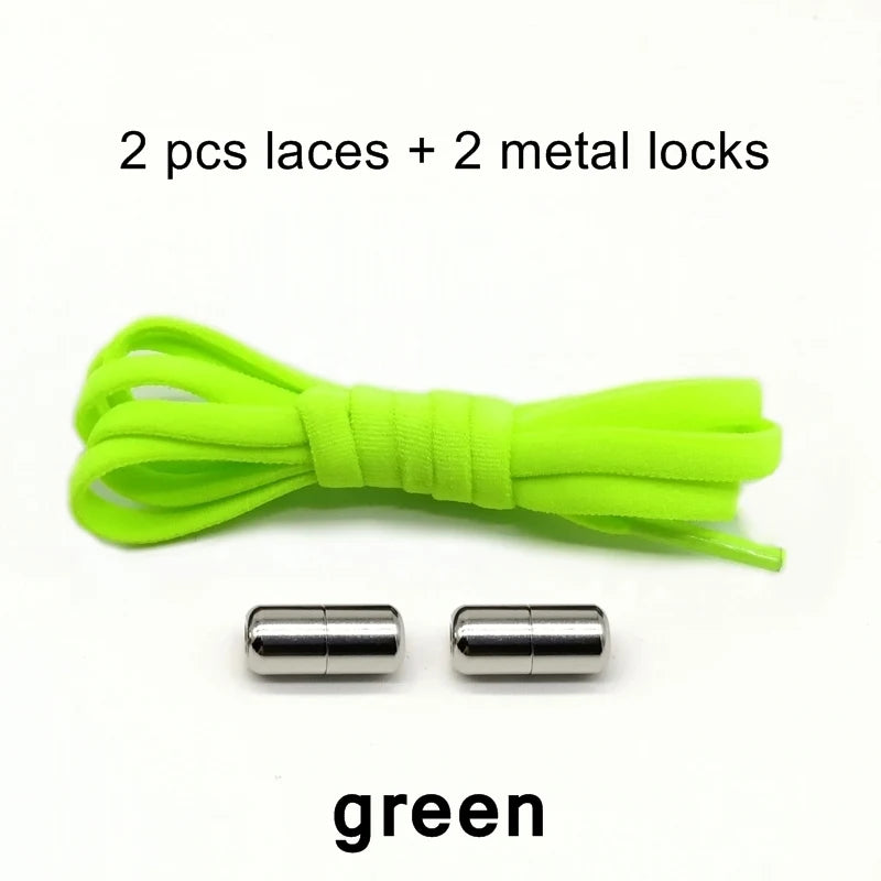 1 Pair No Tie Shoelace Metal Round Elastic Shoe Laces For Kids And Adult Sneakers Shoelace Quick Lazy Laces Shoestrings
