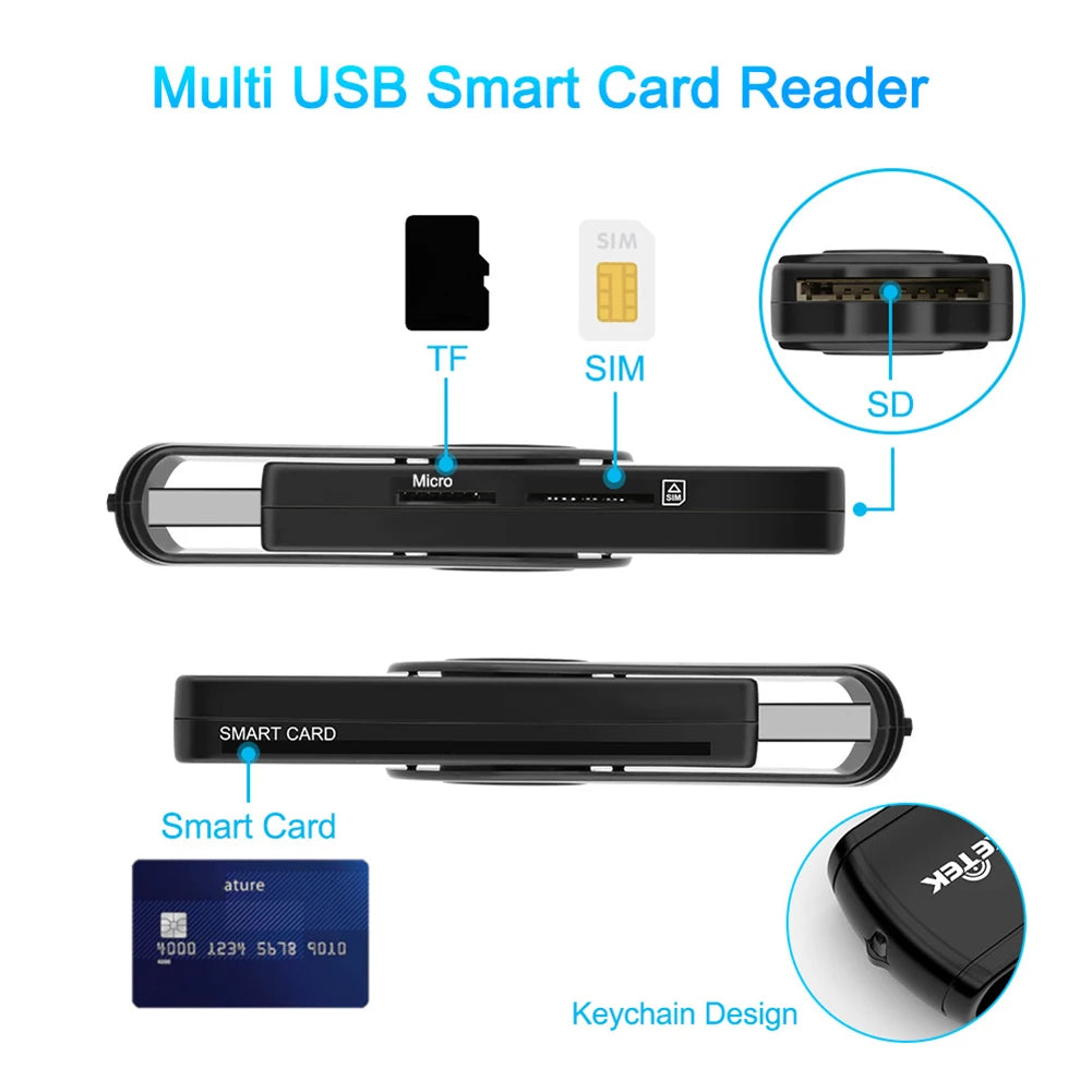 Smart External Card Reader USB 2.0 SIM Card TF Smart Memory Card Reader Adapter Flash Drive Cardreader Adapter for Computer