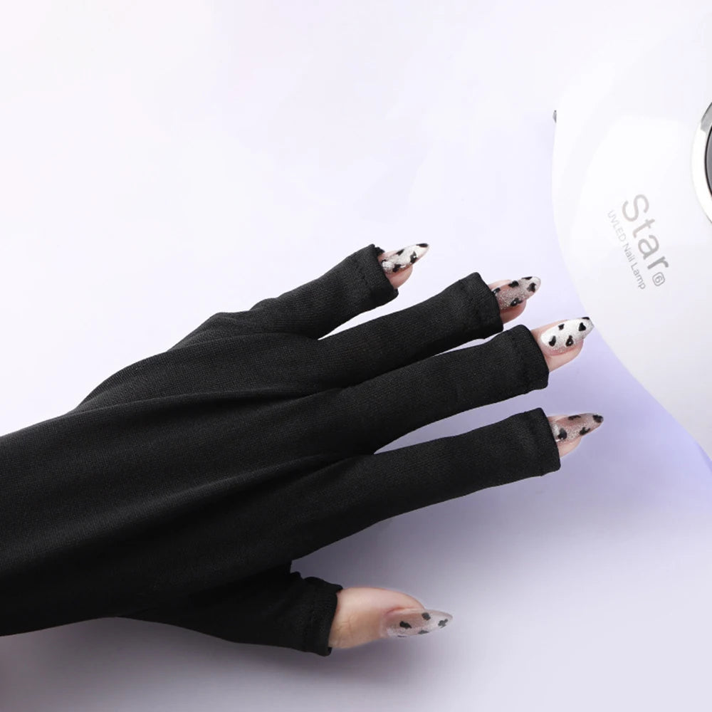 2pcs Anti Uv Rays Protect Gloves Nail Gloves Led Lamp Nail Uv Protection Radiation Proof Glove Manicure Nail Art Tools