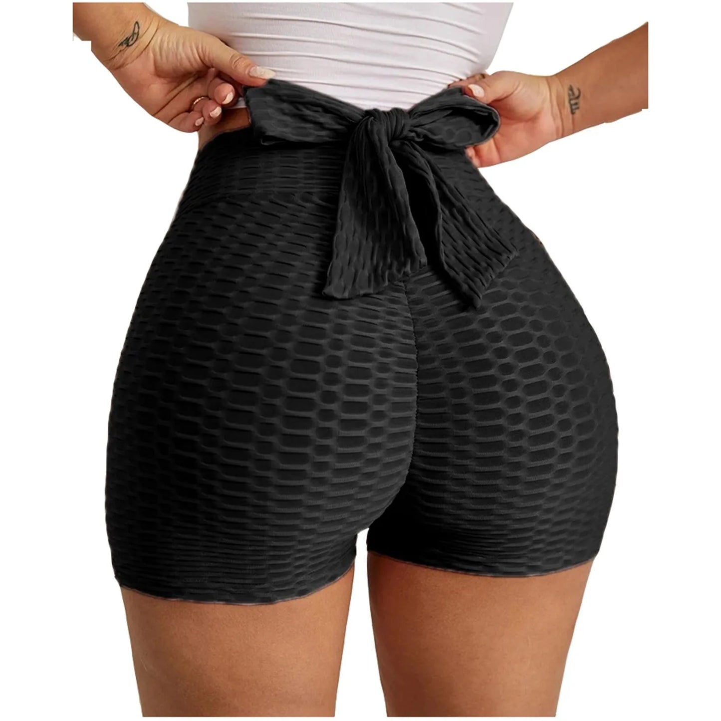 Jambiere sexy pentru femei, culoare uni, cu papion elastic cu talie, jambiere sexy pentru femei, elastice de vară, pantaloni scurti de vară