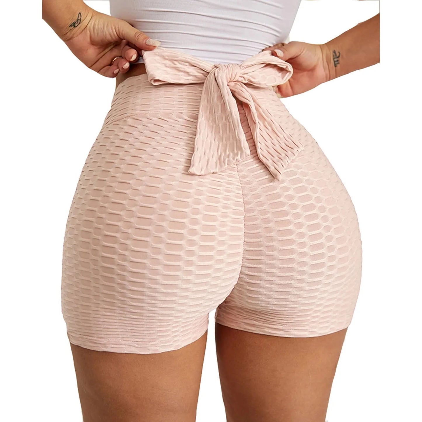 Jambiere sexy pentru femei, culoare uni, cu papion elastic cu talie, jambiere sexy pentru femei, elastice de vară, pantaloni scurti de vară