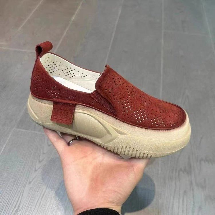 2023 Autumn New Casual Loafers Women's Platform Slip-on Transparent Mesh Soft Leather Retro Shoes Women's Shoes