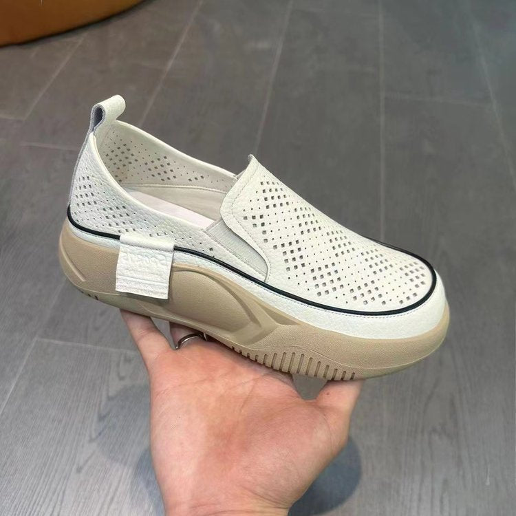 2023 Autumn New Casual Loafers Women's Platform Slip-on Transparent Mesh Soft Leather Retro Shoes Women's Shoes