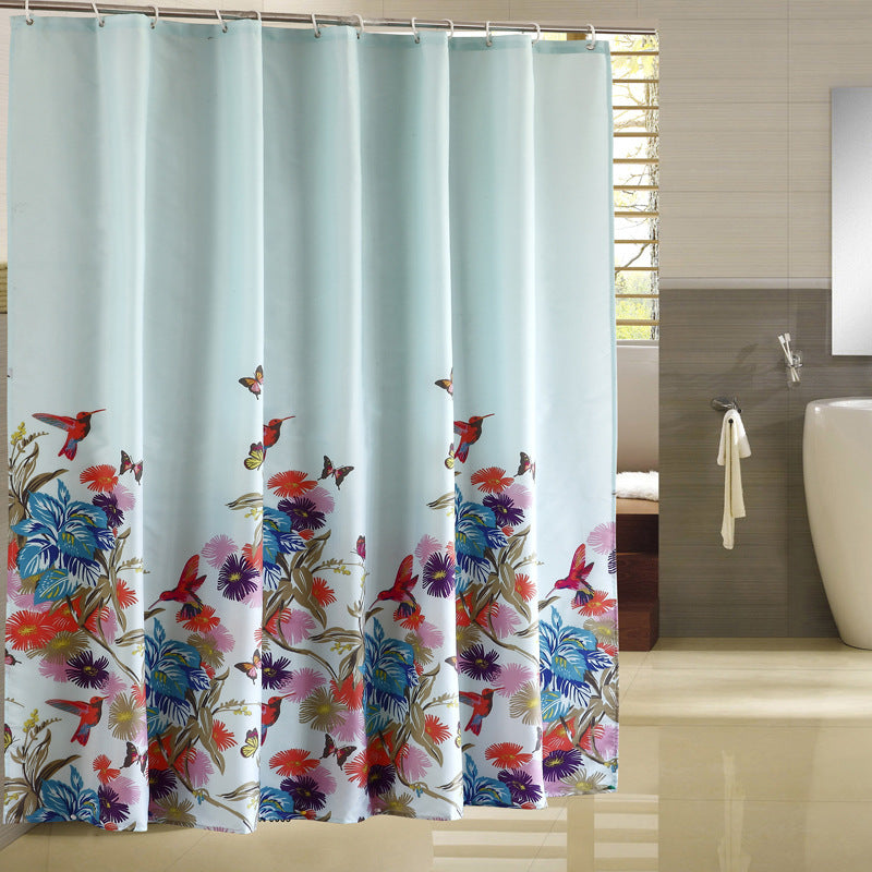 Punch-Free Bathroom Thickened Polyester Fabric Shower Curtain