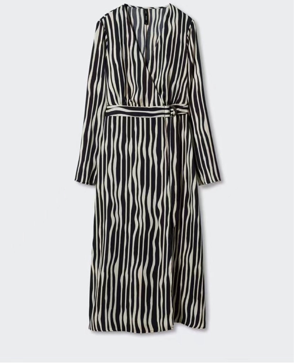 M MNG Za Temperament Commute Long Sleeve Asymmetric Skirt Mid-Waist Jumpsuit Printed High-End Striped Black Dress