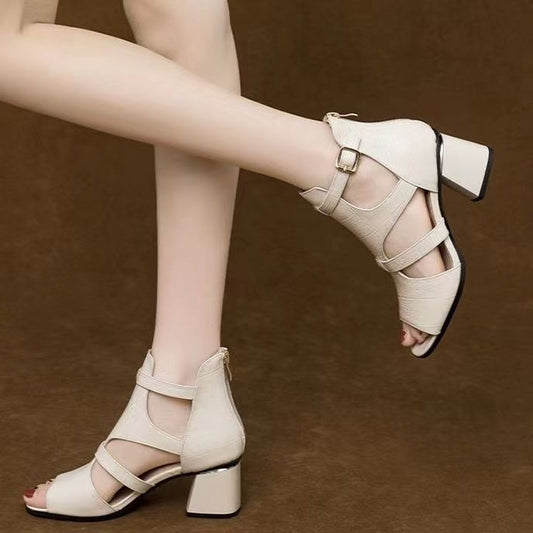 Square Heel Open Toe Rubber High Heel Ankle-Strap Buckle Sandals Sandals Pumps Women's Casual Women's Sports Shoes