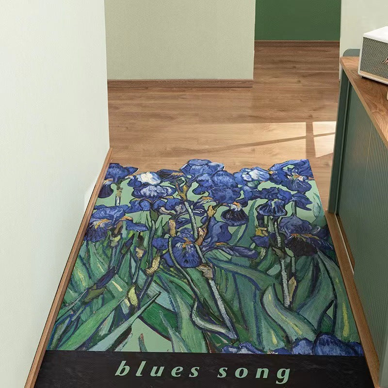 Cuttable Oil Painting Flower Entrance Door Mat