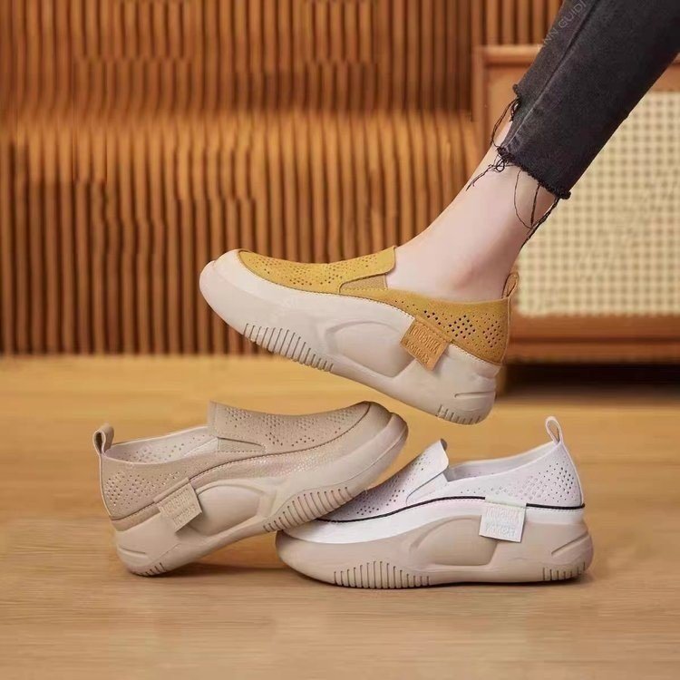 2023 Autumn New Casual Loafers Women's Platform Slip-on Transparent Mesh Soft Leather Retro Shoes Women's Shoes