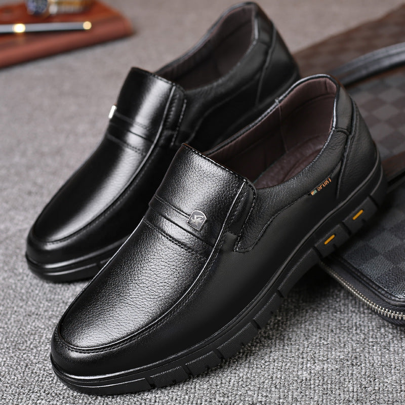 Leather Shoes Men's Genuine Leather Soft Bottom Non-Slip Middle-Aged and Elderly Dad Shoes Business Casual Summer Hollow Breathable Leather Sandals