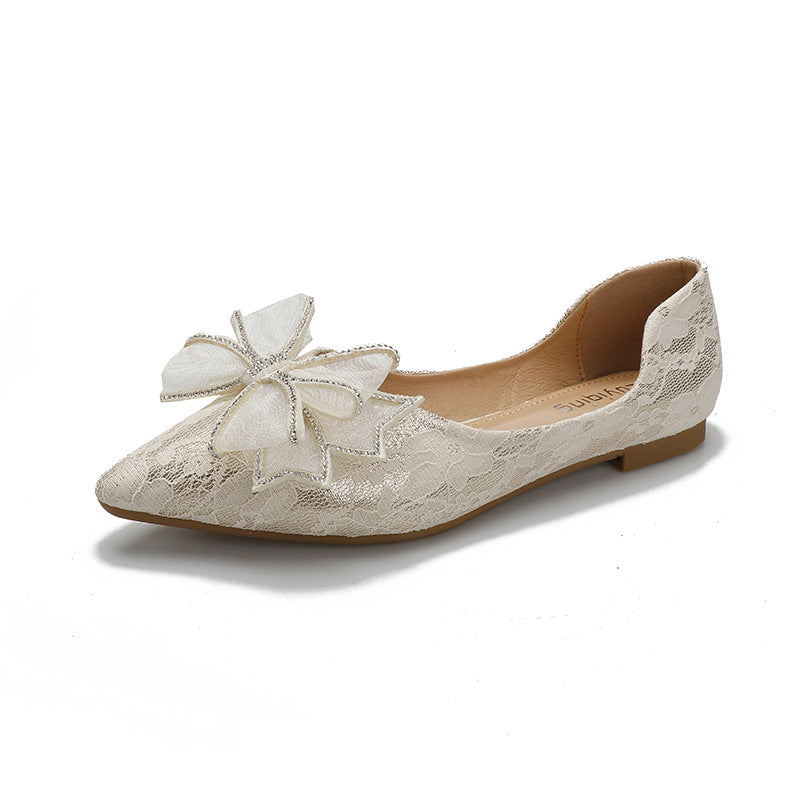 Lace bow exquisite women's shoes