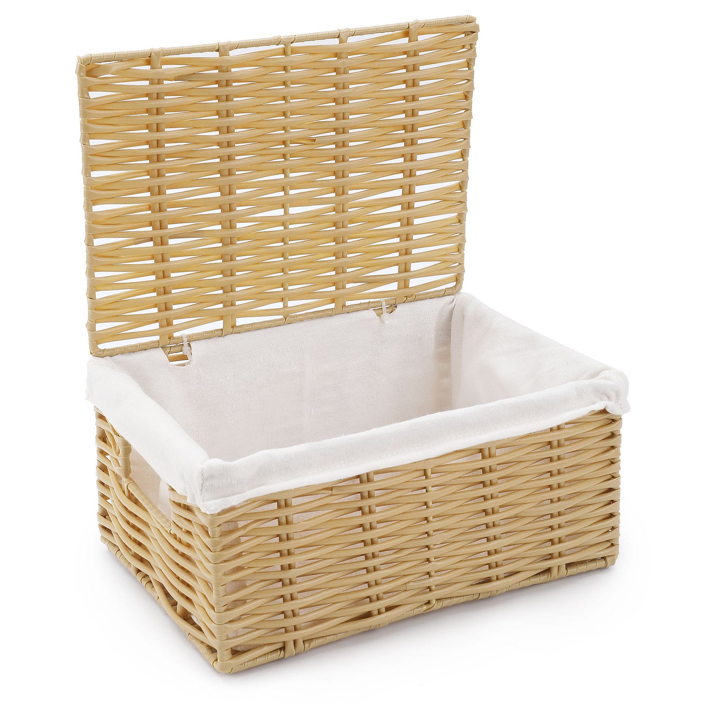 Woven Faux Rattan Storage Basket With Lid Storage Basket