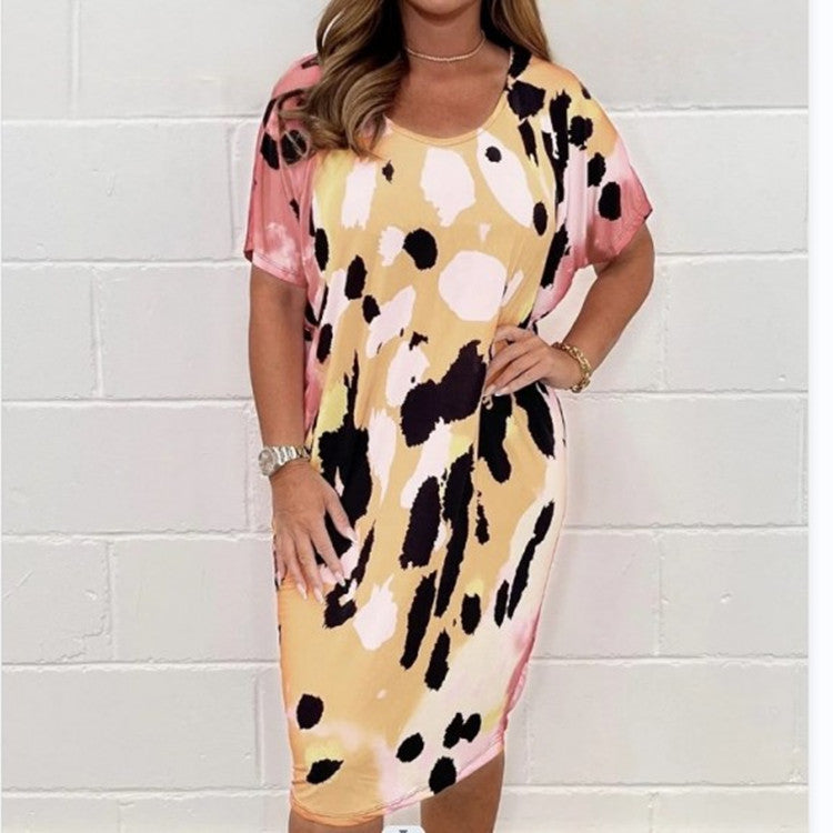 Cross-Border Women's Clothing European and American Style  Summer New Leopard Print Loose Casual Dress