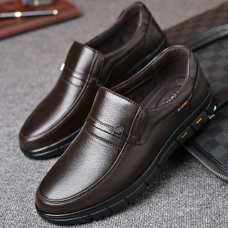 Leather Shoes Men's Genuine Leather Soft Bottom Non-Slip Middle-Aged and Elderly Dad Shoes Business Casual Summer Hollow Breathable Leather Sandals