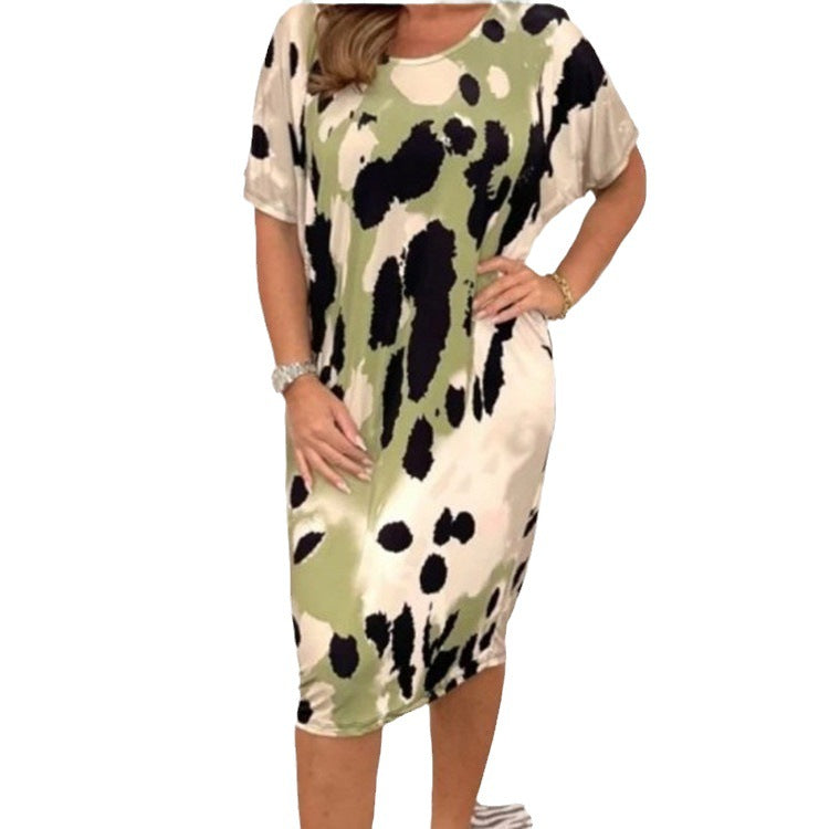 Cross-Border Women's Clothing European and American Style  Summer New Leopard Print Loose Casual Dress