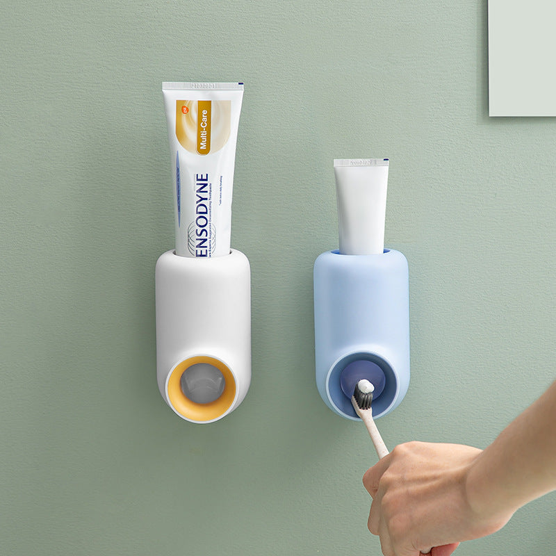 Automatic Toothpaste Dispenser Creative Wall-Mounted Toothbrush Holder Punch-Free Toothpaste Holder Bathroom