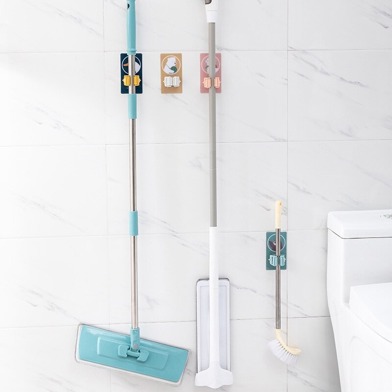 Cartoon Punch-free Bathroom Mop Holder Broom Strong Sticky Hook