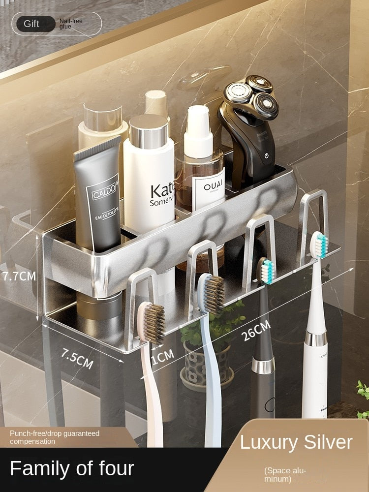 Bathroom Hole-Free Mouthwash Cup Toothbrush Wall-Mounted Storage Rack