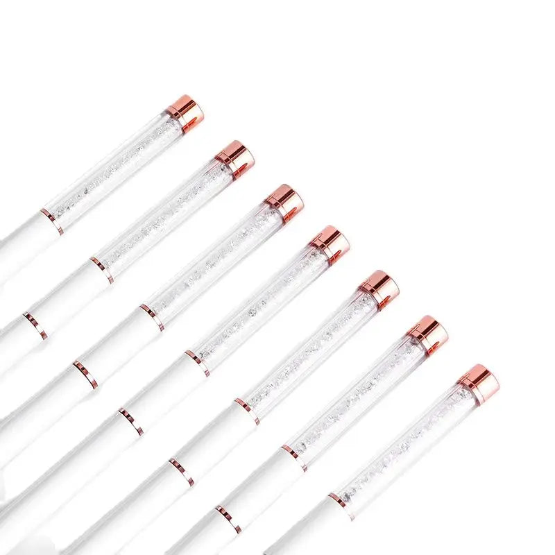 Crystal Handle Kolinsky Sable Acrylic Brush Professional Carving Darwing Nail Pens Manicure Tools White Nail Brushes TIANMI