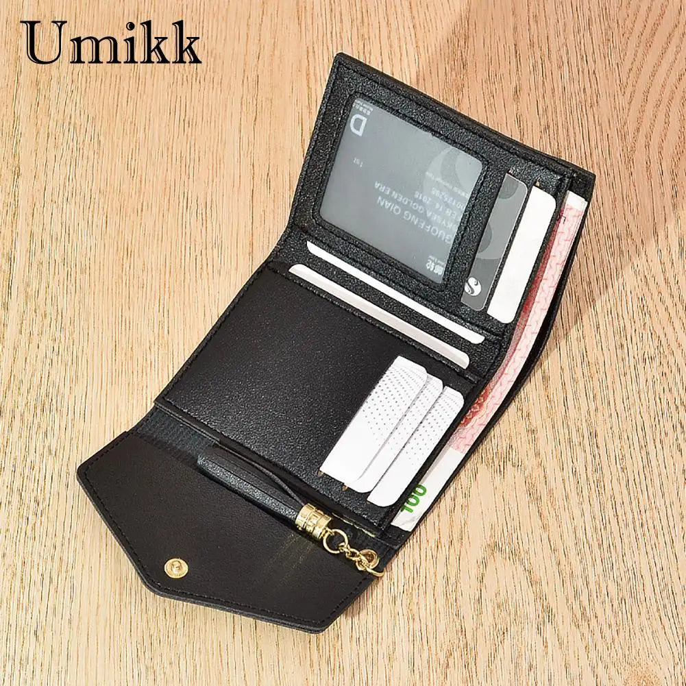 Cute Tassels Women Short Wallet Bag for Women PU Leather Bags Bolsas Female Folding Small Coin Purse Korean Card Holder Clutch