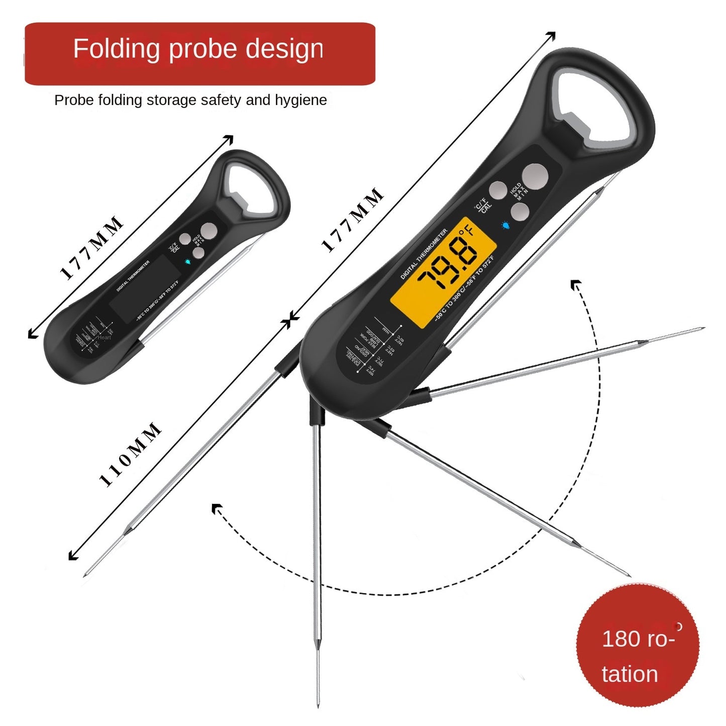 Kitchen Folding BBQ Thermometer Electronic Waterproof Smart Food Thermometer