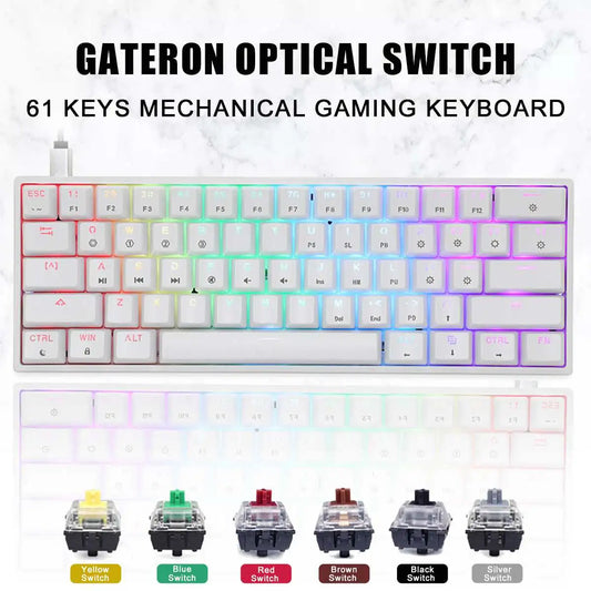 GK61 61 Keys Wired Mechanical Keyboard USB RGB Backlit Keyboard HotSwap Gaming Mechanical Keyboard Gateron Switch