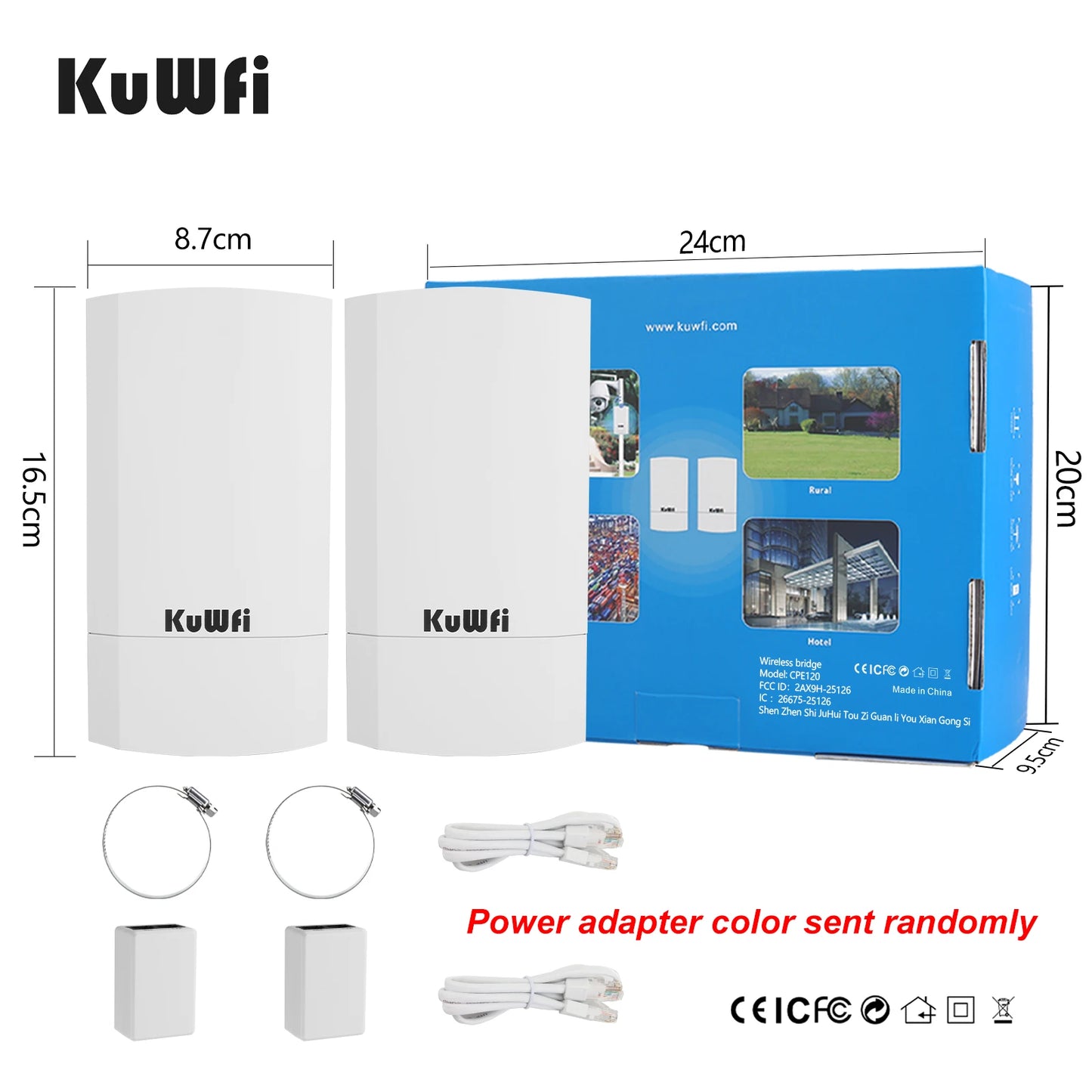 KuWfi Outdoor Wifi Bridge Router 1KM 300Mbps Wireless Router Outside&Indoor CPE Router Kit Wireless Bridge Wifi Repeater aaa