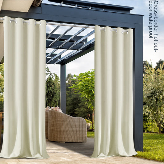 Full Blackout Solid Color Balcony Sunscreen Insulation Outdoor Waterproof Curtains