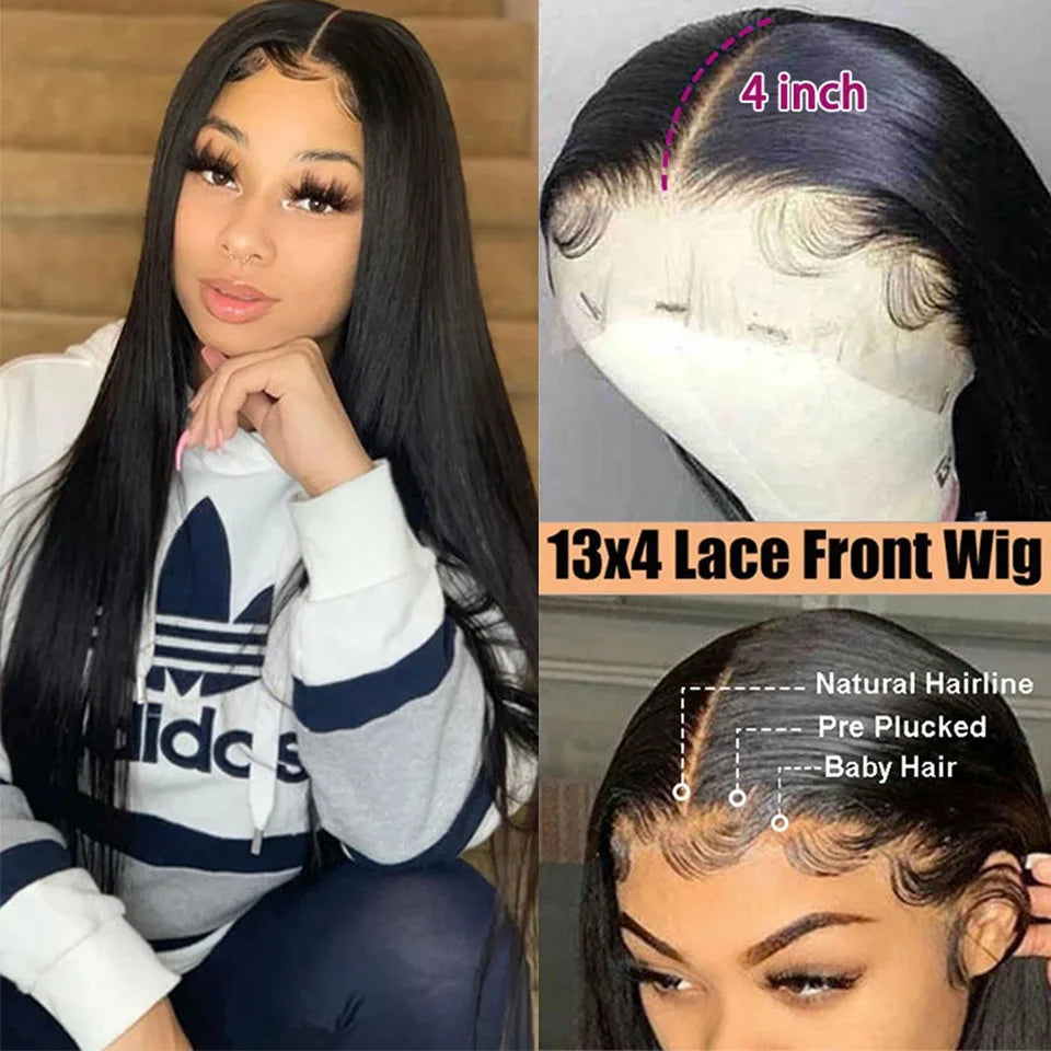 HD Lace Frontal Wig 13x6 Lace Front Human Hair Wig For Women Brazilian 30 inch Straight Wig HD Transparent 5x5 Lace Closure Wigs