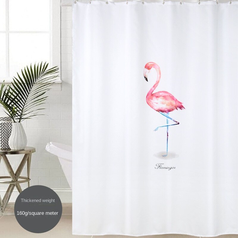 Punch-Free Bathroom Thickened Polyester Fabric Shower Curtain