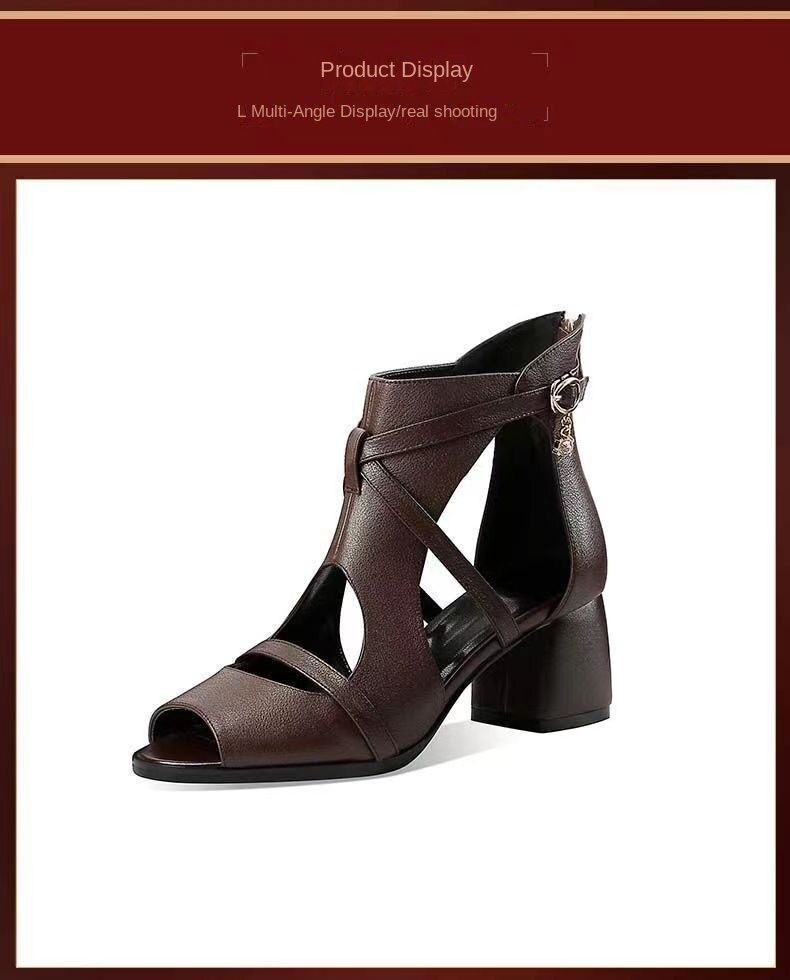 Square Heel Open Toe Rubber High Heel Ankle-Strap Buckle Sandals Sandals Pumps Women's Casual Women's Sports Shoes