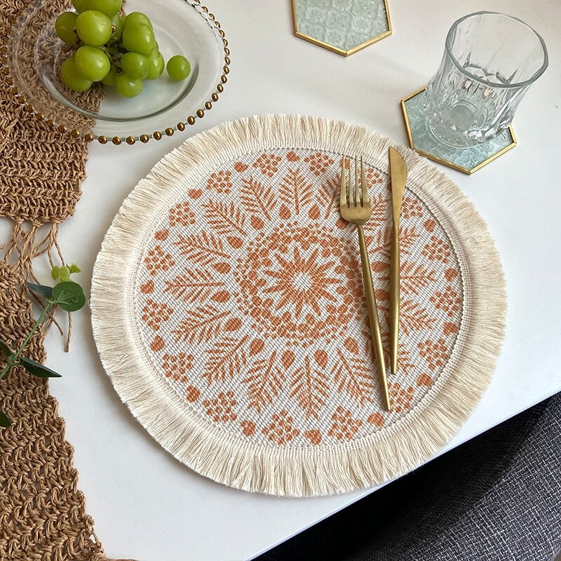 Light Luxury Bohemian Style Woven Cotton Placemats