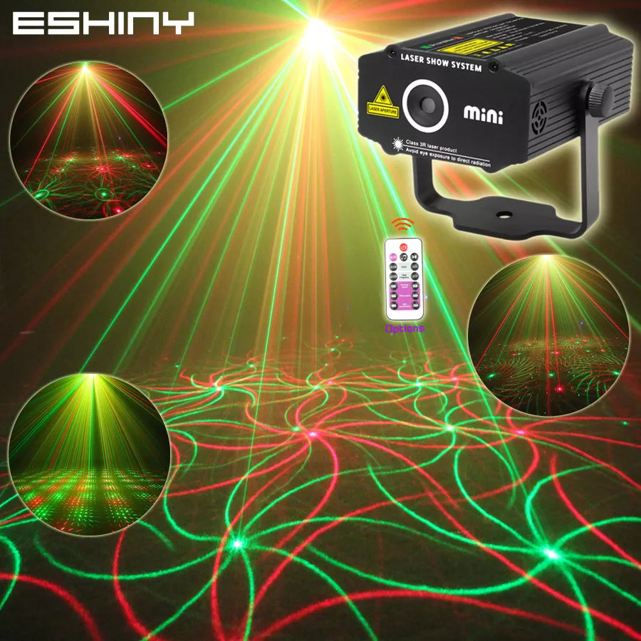 ESHINY Mini 4in1 Efect de model R&amp;G Audio Star Whirlwind Laser Projector Scenă Disco DJ Club Bar KTV Family Party Light Show P14