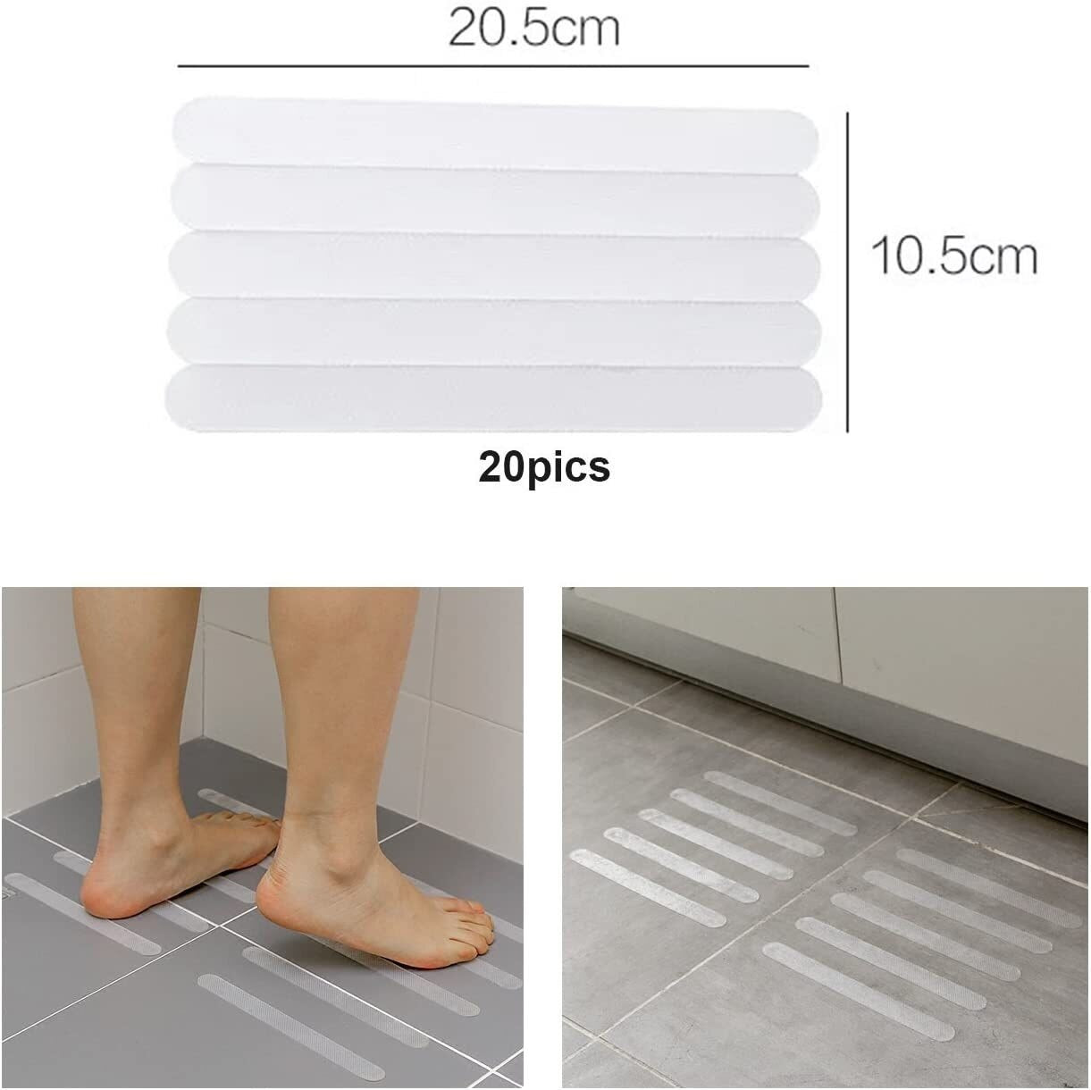 White Anti-Slip Bar Safety Shower Pedal Sticker Bathtub Shower Transparent Self-Adhesive Labels