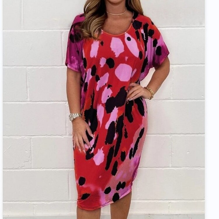 Cross-Border Women's Clothing European and American Style  Summer New Leopard Print Loose Casual Dress