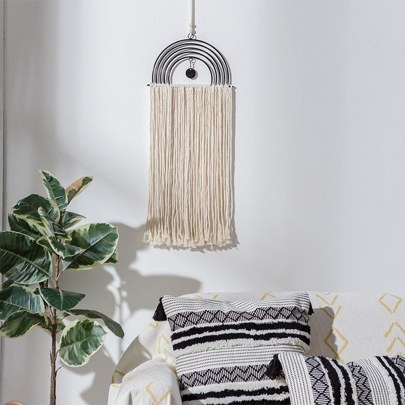 Ins Simple Style Background Wall Dora Cotton Rope Wrought Iron Pendant