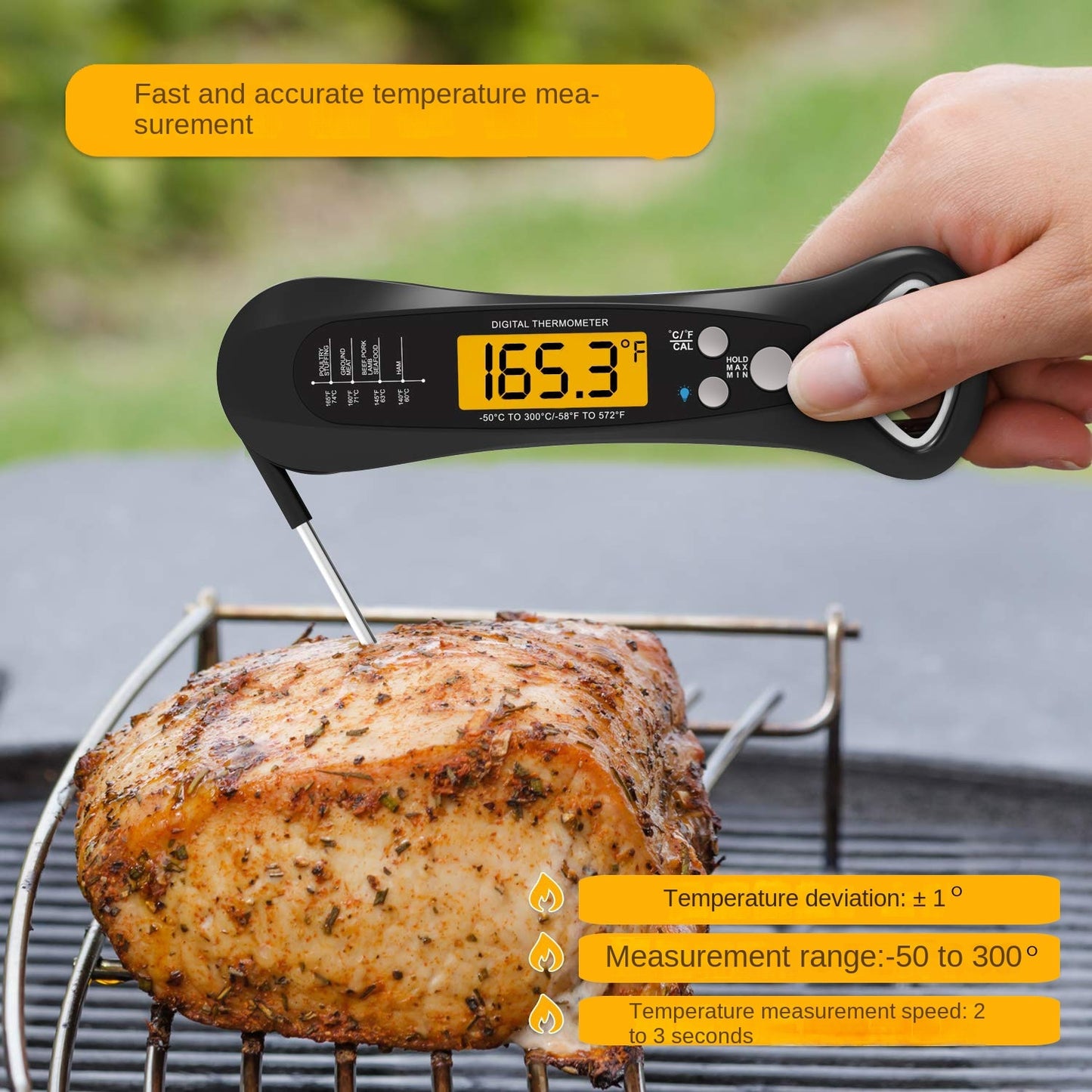 Kitchen Folding BBQ Thermometer Electronic Waterproof Smart Food Thermometer