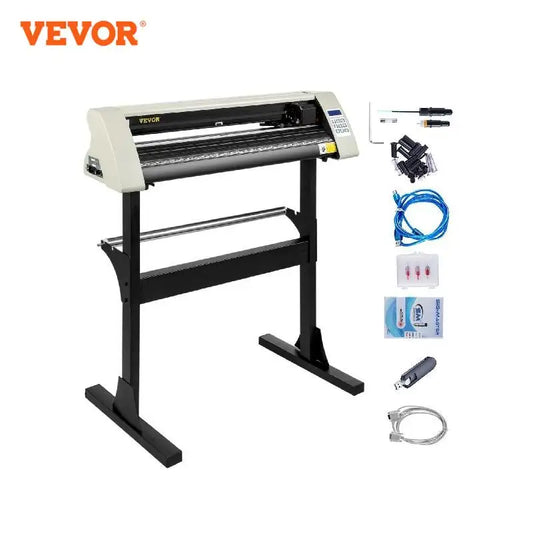 VEVOR 28Inch Vinyl Cutter/Plotter Sign Cutting Machine Software 3 Blades Backlight LCD Display White SIGNMASTER Software