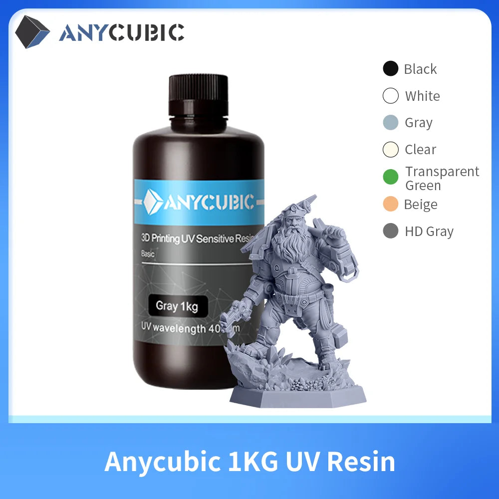 ANYCUBIC 3D Printer Resin Universal 405nm Grey Quick Curing SLA UV Curing Resin for LCD 3D Printer Materials For Mono 2