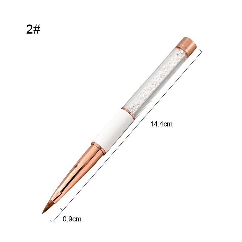 Crystal Handle Kolinsky Sable Acrylic Brush Professional Carving Darwing Nail Pens Manicure Tools White Nail Brushes TIANMI