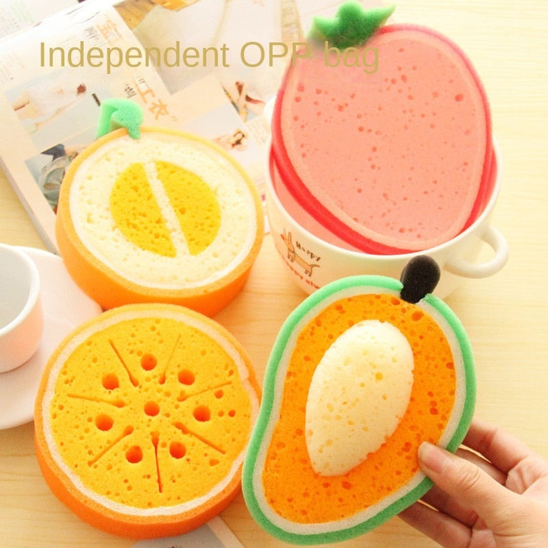 Cartoon Fruit Bath Cotton Dishwashing Sponge