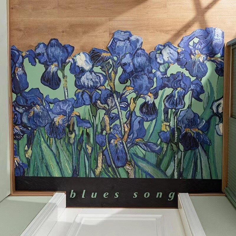 Cuttable Oil Painting Flower Entrance Door Mat