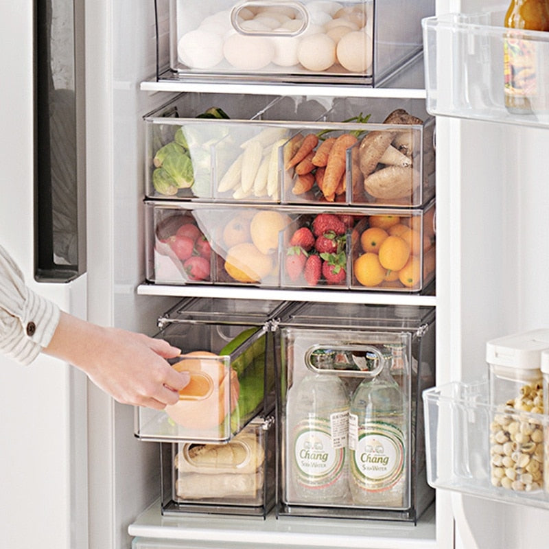 Refrigerator Drawer Household Multi-Function Draining Frozen Food Crisper Stacked Storage Box