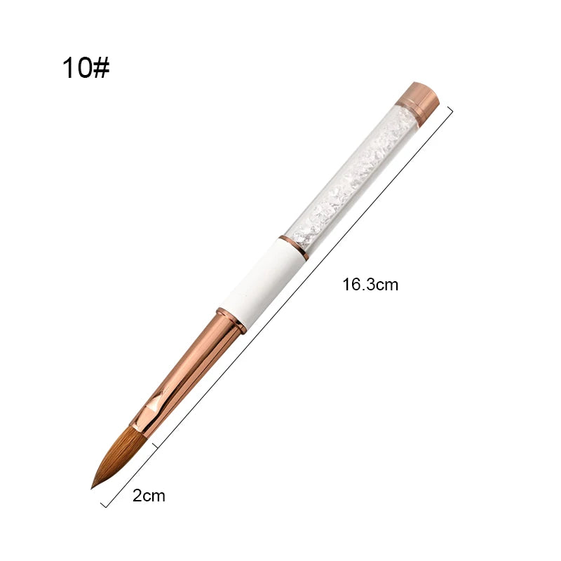 Crystal Handle Kolinsky Sable Acrylic Brush Professional Carving Darwing Nail Pens Manicure Tools White Nail Brushes TIANMI