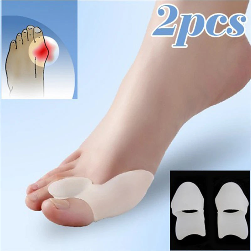 2pcs Silicone Gel Thumb Corrector Bunion Little Toe Protector Separator Hallux Valgus Finger Straightener Foot Care Relief Pads