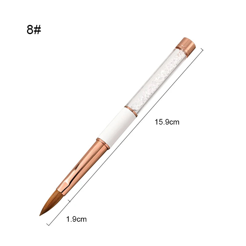 Crystal Handle Kolinsky Sable Acrylic Brush Professional Carving Darwing Nail Pens Manicure Tools White Nail Brushes TIANMI