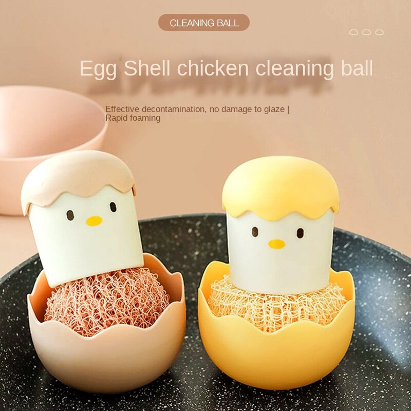 Nano Cleaning Ball Steel Wire Ball Non-Silk Kitchen Household Cute Dish Cleaning Ball with Handle