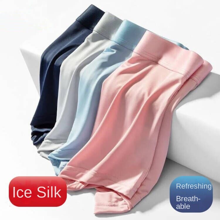 Ice Silk Men's Underwear Men's Boxers Youth plus Size Loose Breathable Comfortable Pants Personality Simple Boxer Underpants