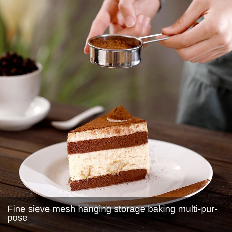 Kitchen Baking Stainless Steel Icing Sugar Sieve Fine Mesh Anti-Corrosion Anti-Rust Handheld Ear Hanging Flour Sifter