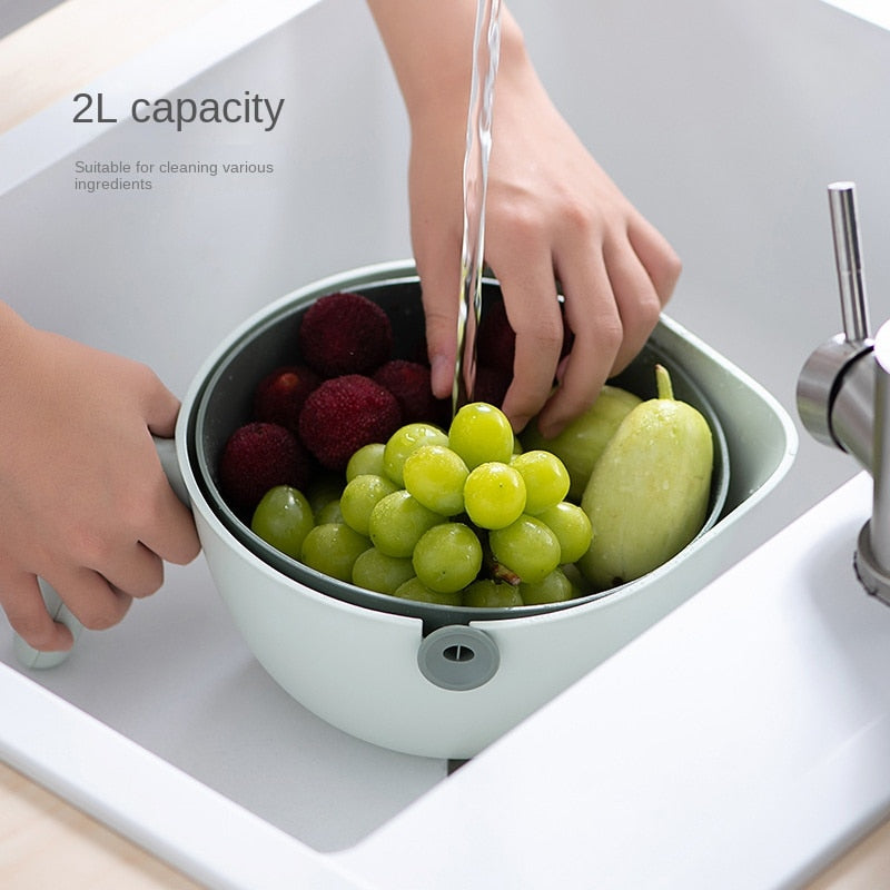 Double Layer Fruit And Vegetable Rotating Drainage Wash Basket