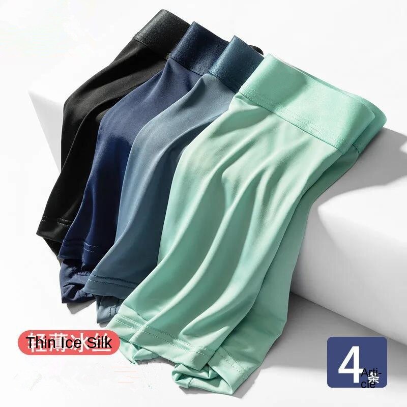 Ice Silk Men's Underwear Men's Boxers Youth plus Size Loose Breathable Comfortable Pants Personality Simple Boxer Underpants